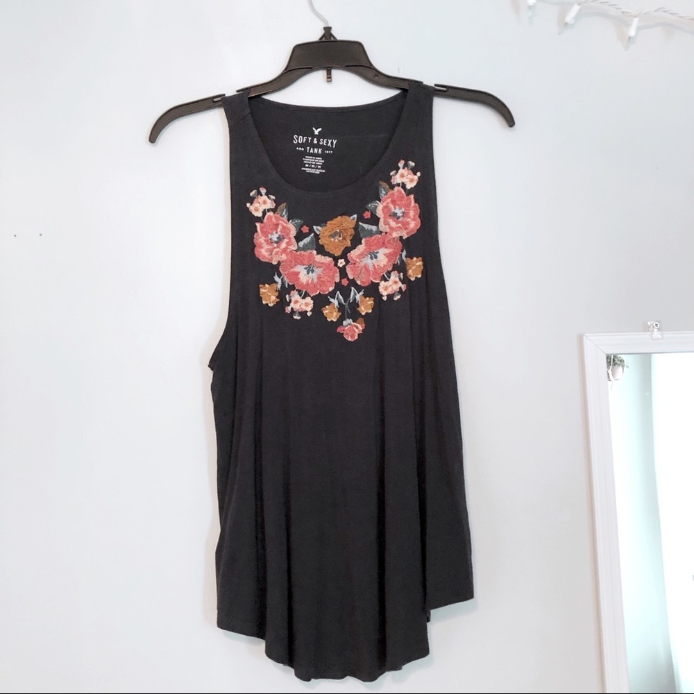 AEO don’t ask why embroidered tank top